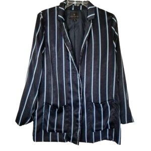 NWT Worthington Navy Blue Women's Blue/White Stripe Boyfriend Blazer Size Medium